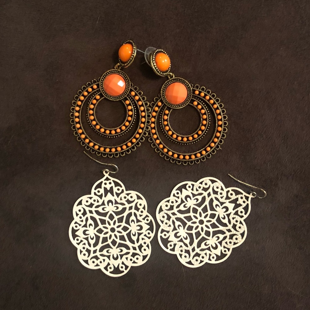 Orange & White Earrings